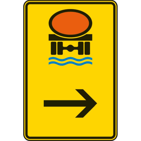 Stein HGS Wegweiser für Fahrzeuge mit wassergefährdender Ladung (hier rechts) Nr. 422-24, 1260x840mm /RA2/Alform, 422-24-322