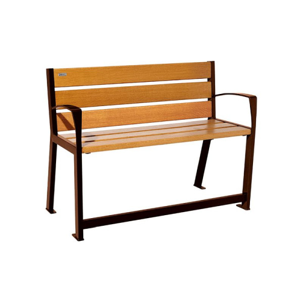 STEIN HGS PROCITY® Bank Silaos® für Senioren Holz & Stahl / 1200mm und 1800 mm, helle Eiche, Rost Korten Effekt, 1200 mm, 78367.0020