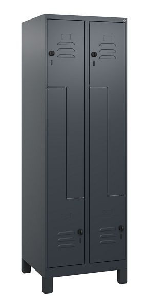 C+P Z-Spind Classic PLUS, Füße, 4 Abteile, 1800x600x500mm, 7016/7016, Drehriegel, 0800137-204 S10012