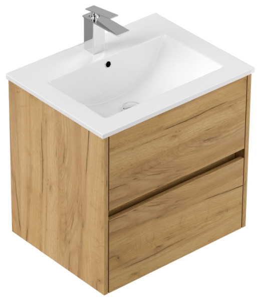 Posseik Badmöbel Limes & Waschtisch 60cm 2 Greifraum SoftClose Auszüge eiche gold, PN0001X0000010DE