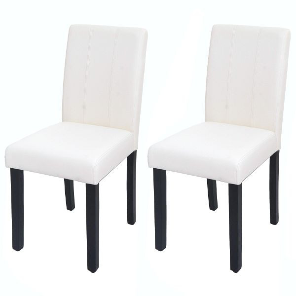 Mendler 2er-Set Esszimmerstuhl HWC-O65d, Küchenstuhl Polsterstuhl Lehnstuhl, Kunstleder, weiß, 122301