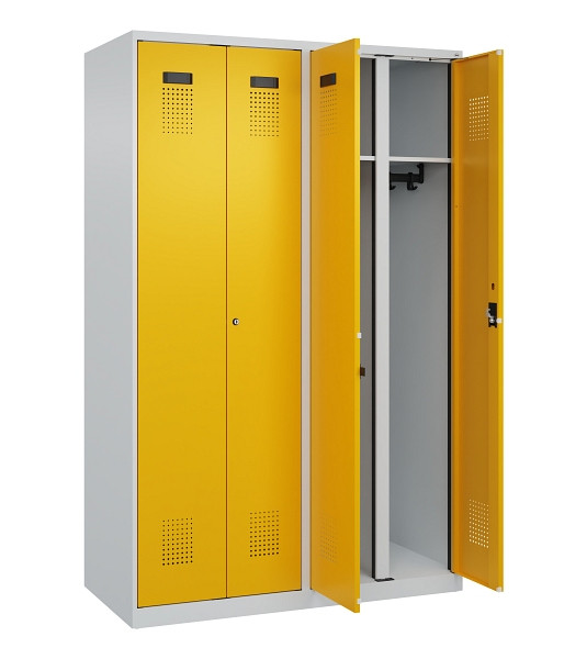 C+P Schwarz-Weiß-Spind Evolo PLUS, 4 Abteile, 1850x1200x500mm, 7035/1004, Zylinderschloss, 049002-40 S10027