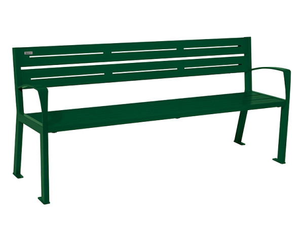 Procity Sitzbank Silaos® 5 Leisten, 100% Stahl, Mit Armlehne, Ein- Oder Zweifarbirg, RAL 6005, 209516.6005
