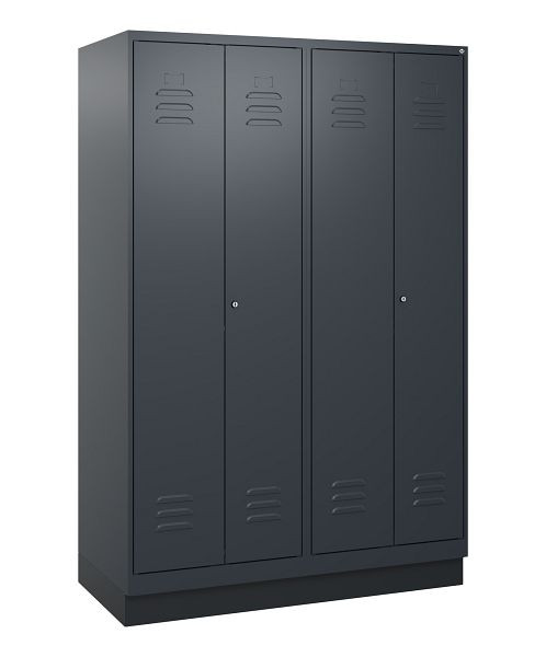 C+P Umkleidespind Classic PLUS, Doppel-Spind, Sockel, 4 Abteile, 1800x1200x500mm, 7016/7016, Zylinderschlösser, 0800227-40P S10027