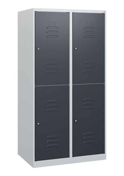 C+P Doppelstöckiger Spind Classic PLUS, 2 Abteile, 1530x800x500mm, 7035/7016, Zylinderschlösser, 0803005-22 S10024