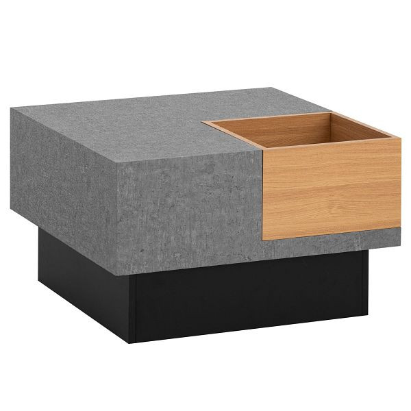 Wohnling Couchtisch 65x65x40cm Grau Sofatisch in Beton-Optik, Design Wohnzimmertisch mit Stauraum, Loungetisch Quadratisch, WL6.930
