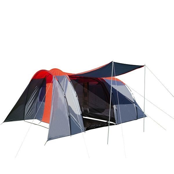 Mendler Campingzelt HWC-A99, 6-Mann Zelt Kuppelzelt Festival-Zelt, 6 Personen, rot/grau, 60024