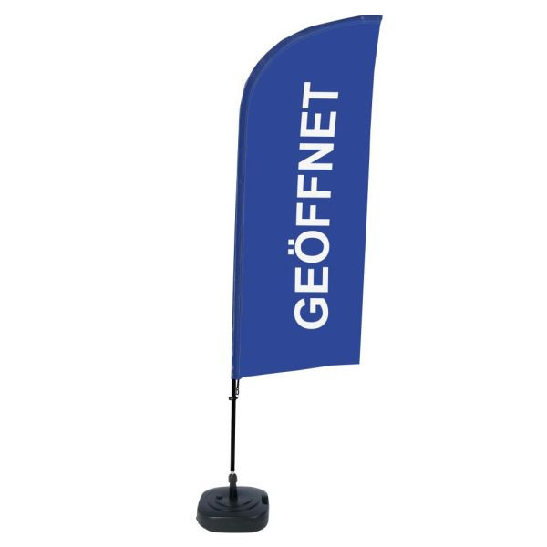 Showdown Displays Beachflag Alu Wind Komplett-Set Geöffnet Blau Deutsch, BFAW310-WT21-I58