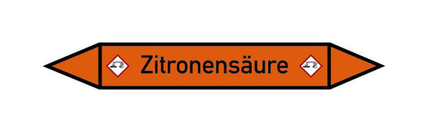 Schilder Klar Rohrleitungskennzeichen Zitronensäure, 33000x90 mm Folie selbstklebend, 101604/86