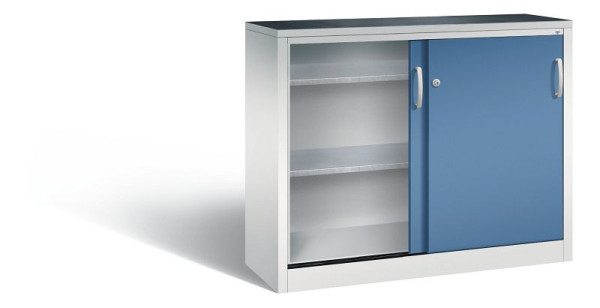 C+P Schiebetürenschrank Acurado, H1000xB1200xT400mm, Farbe: Lichtgrau / Fernblau, Bügelgriff, 2046-09 S10096
