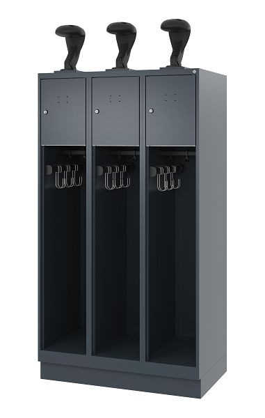 C+P Feuerwehrspind Evolo, Modell YOUNGSTER, 3 Abteile, H1530xB900xT500 mm, Anthrazit, Sockel, 0490015-30 S10010