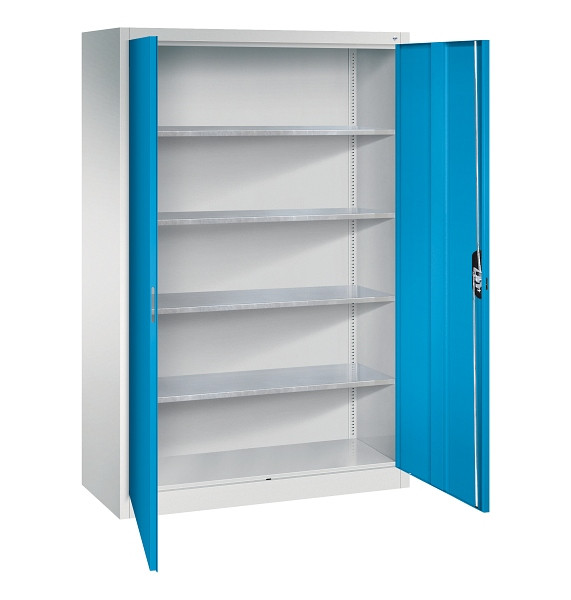 C+P Flügeltürenschrank Acurado, H1950xB1200xT500mm, 7035/5012, Traglast 70 kg, 8931-00 S11012