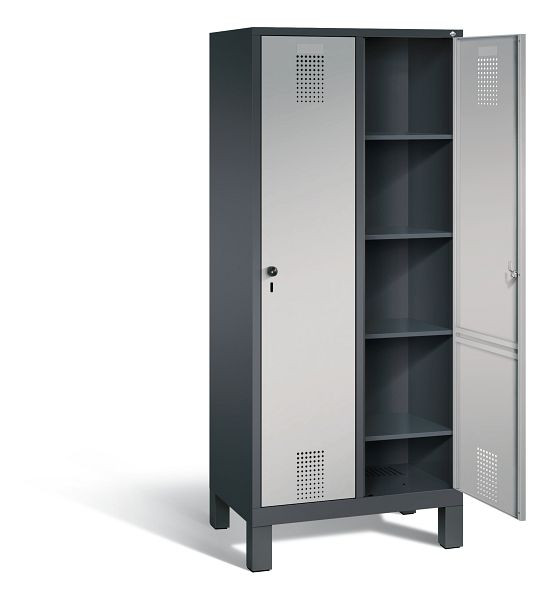 C+P Wäsche-Spind Evolo, H1850xB810xT500mm, Farbe: Schwarzgrau / Weißaluminium, 48010-22B S10011
