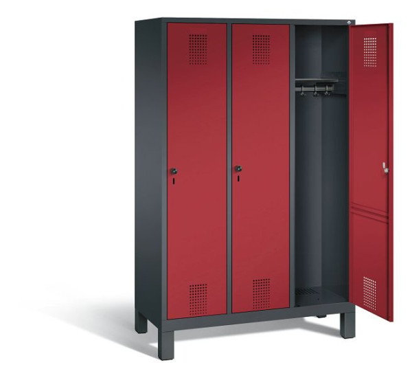 C+P Garderobenschrank Evolo, H1850xB1200xT500mm, Farbe: Schwarzgrau / Rubinrot, 48010-32 S10053