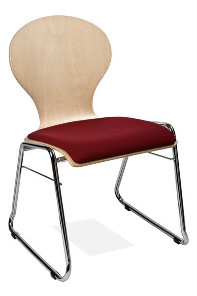 Kaiser-Sitzmöbel Stapelstuhl KS32FG-N2SP2, Form: N2, Kufengestell, Sitz gepolstert, mit Filzgleiter für Holz-Böden, VE: 6 Stück, KS32FG-N2SP2