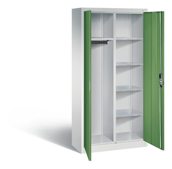 C+P Akten-/Garderobenschrank Acurado, H1950xB930xT400mm, Farbe: Lichtgrau / Resedagrün, Muldengriff, 8920-312 S10156