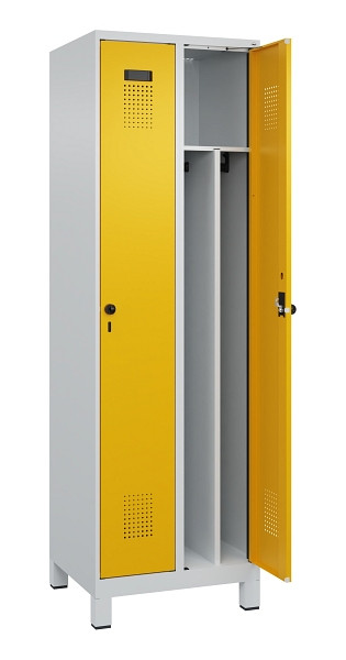 C+P Spind Evolo PLUS, mit Füßen, 2 Abteile, 1950x600x500mm, 7035/1004, Verschluss Drehriegel, 049010-20F S10000