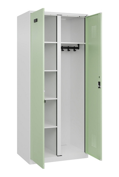 C+P Wäsche-/Garderobenspind Evolo PLUS, 2 Abteile, 1850x800x500mm, 9016/6019, Zylinderschloss, 049600-22 S10046