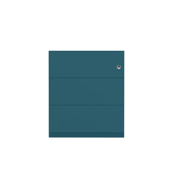 Bisley Rollcontainer Note™, 3 Schubladen, Tiefe 565 mm, Griffleiste, 653 ozeanblau, NWA59M7SSS653