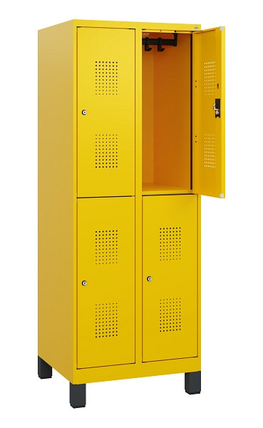 C+P Doppelstöckiger Spind Evolo PLUS, Füße, 4 Fächer, 1630x600x500mm, 1023/1023, Zylinderschloss, 0493105-20 S10062