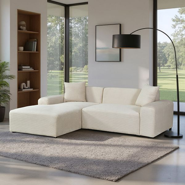 HOME DELUXE Ecksofa AMELIO Cord Beige Links, 240 x 178 cm, 73923