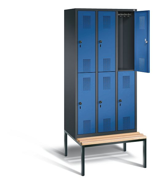 C+P Spind doppelstöckig Evolo, H2090xB900xT815mm, Farbe: Schwarzgrau / Enzianblau, 48350-30 S10224