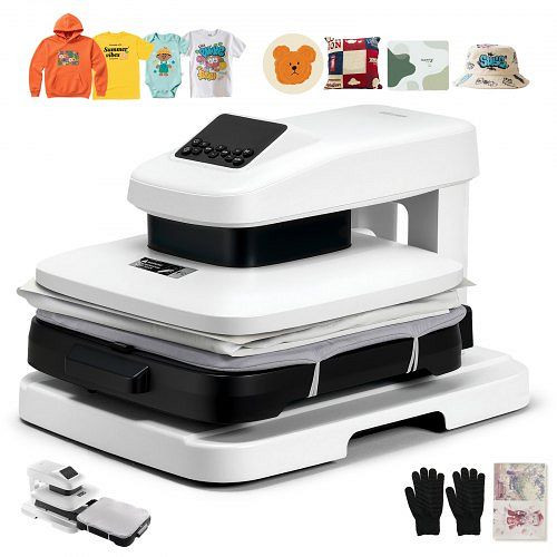 VEVOR automatische Hitzepresse 38x38 cm, einstellbarer Druck, Digitalanzeige, Transferpresse für Sublimation, Weiß, ZNRYJSJS15X1HUHFI001V2