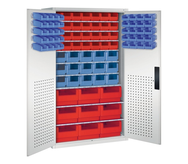 C+P Magazinschrank Serie 13, H1950xB1100xT535mm, 7035/7035, 92 Sichtlagerkästen, 130276-65 S10103