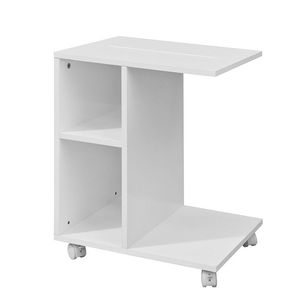 SoBuy Couchtisch mit zwei Ablageflächen Weiß 45x35x58 cm, Modern, FBT48-W