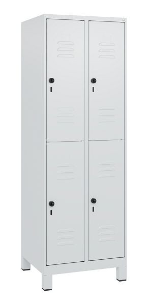 C+P Doppelstöckiger Spind Classic PLUS, Füße, 2 Abteile, 1800x600x500mm, 7035/7035, Drehriegel, 0803107-20 S10009
