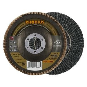 Rhodius TOPline LGZ F Lamellenschleifscheibe, Durchmesser [mm]: 115, Bohrung [mm]: 22.23, VE: 10 Stück, 205497