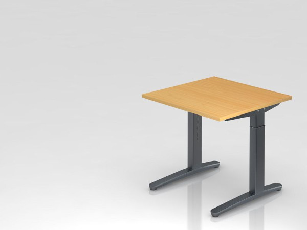 Hammerbacher Schreibtisch C-Fuß 80x80cm Buche/Graphit, Rechteckform, VXB08/6/GG