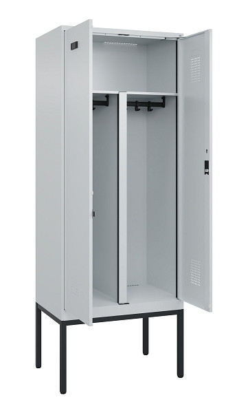 C+P PSA Doppel-Spind Evolo PLUS, Gestell, 2 Abteile, 2120x800x500mm, 7035/7035, Zylinderschloss, 0490327-22P S10040