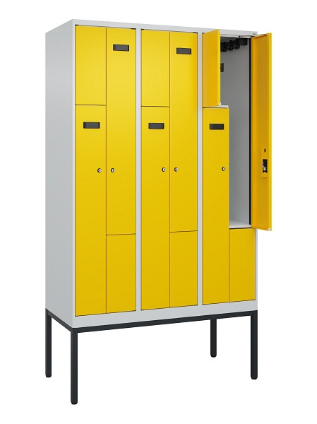 C+P Z-Spind Evolo PLUS, Gestell, 6 Fächer, 2120x1200x500mm, 7035/1023, Zylinderschloss, 0490337-326 S10025