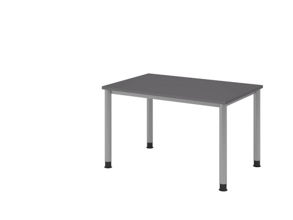 Hammerbacher Schreibtisch 4Fuß rund 120x80cm Graphit/Silber, Rechteckform, VHS12/G/S