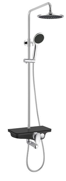 Sanotechnik Überkopfbrausestangen Set schwarz mit Wanneneinlauf, AS704