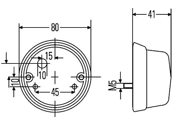 HELLA Positionsleuchte, Halogen, 24/12V, Anbau/geschraubt, Lichtscheibenfarbe: grün, links/rechts, 2PF 001 259-677