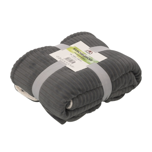doppler Kuscheldecke, ca.125x150cm, Des.1804 VS Ripp anthrazit (RS natur), 5854081804