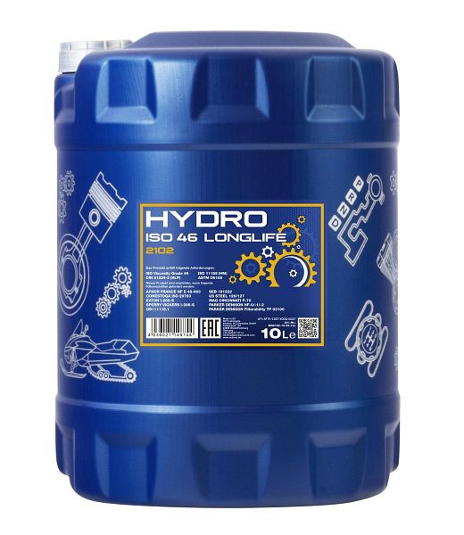 MANNOL Hydrauliköl 2102 Hydro ISO 46 LONGLIFE, VE: 10 l, MN2102-10