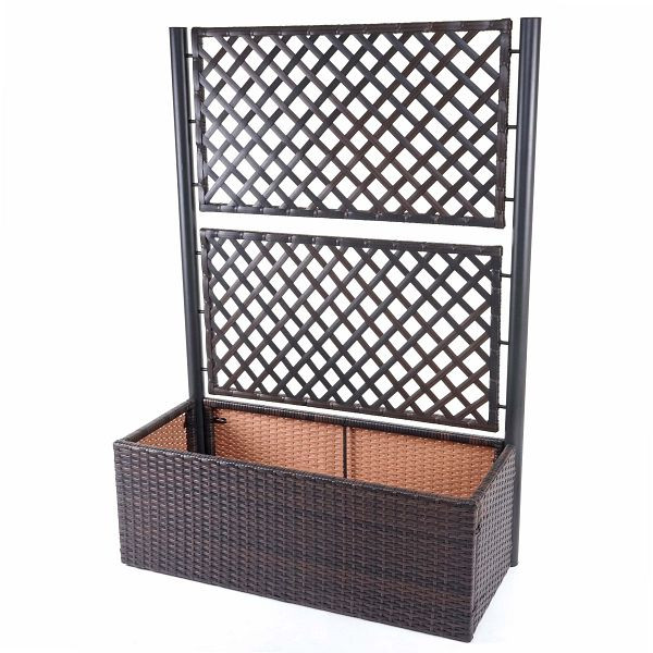 Mendler Poly-Rattan Rankgitter HWC-D76, Pflanzkasten Rankhilfe, 142x100x43cm, braun, 64273