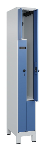 C+P Z-Spind Evolo PLUS, Füße, 2 Fächer, 1950x300x500mm, 7035/5023, Drehriegel, 049013-102 S10002