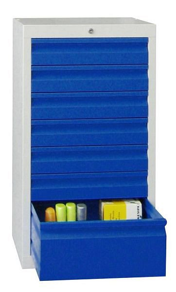 Pavoy Schubladenschrank Gleitführung, 900/500/500, Zylinderschloss, 1 Reihe, 6x100, 1x200, 43444-050-001-910905