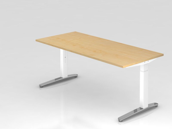 Hammerbacher Schreibtisch C-Fuß 180x80cm Ahorn/Weiß, poliert, Rechteckform, VXB19/3/WC