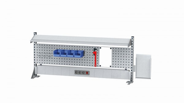 Simplaflex Multiwandaufbau, 2 Tragsäulen, mit Energieleisten, 1 Dokumentenhalter, B x H 1500x650 mm, CLW15MW02