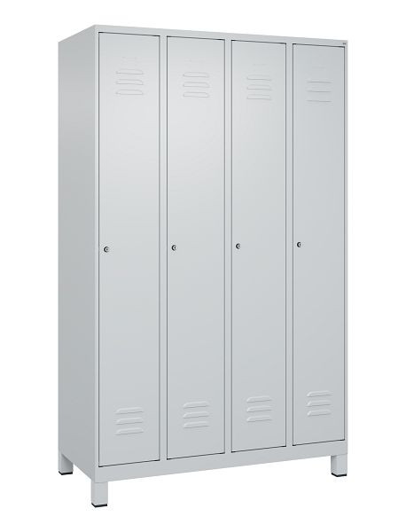C+P Umkleidespind Classic PLUS, Füße, 4 Abteile, 1950x1200x500mm, 7035/7035, Zylinderschlösser, 080010-40 S10024