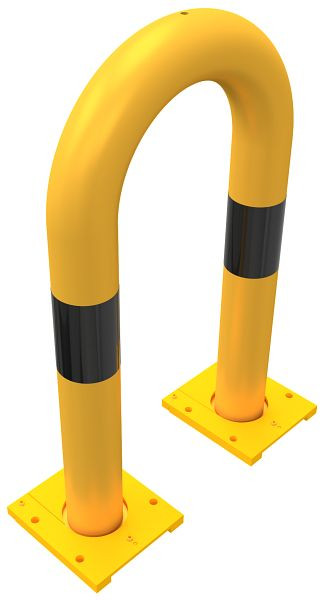Schake Rammschutzbügel abnehmbar Stahlrohr Ø 76 mm gelb / schwarz, Gesamtbreite: 400 mm, Höhe Überflur: 650 mm, 477_04APBG