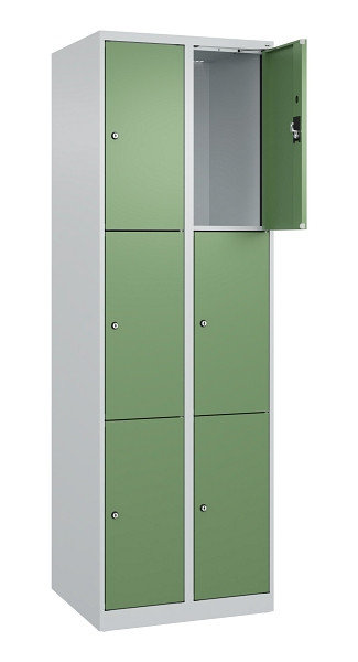 C+P Schließfachschrank Evolo PLUS, 6 Fächer, 1850x600x500mm, 7035/6011, 049000-203 S10010