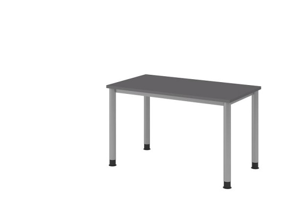 Hammerbacher Schreibtisch 4 Fuß rund 120x67cm Graphit/silber, 2 mm ABS-Kante, Rechteckform, VHS612/G/S