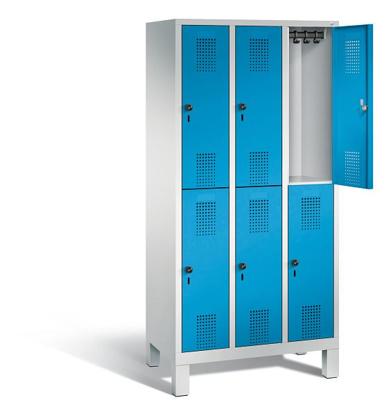 C+P Spind doppelstöckig Evolo, H1850xB900xT500mm, Farbe: Lichtgrau / Lichtblau, 48310-30 S10153