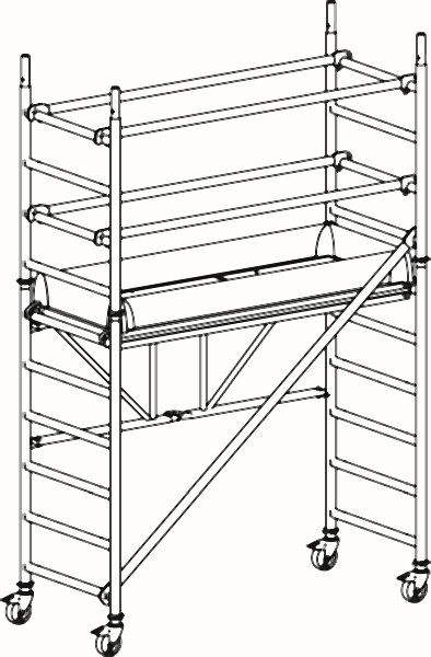 HYMER Fahrgerüst, klappbar mit Ausleger, Bühnenlänge 1,90 m, Rahmenteilbreite 0,80 m, Reichhöhe 3,57 m, 817704